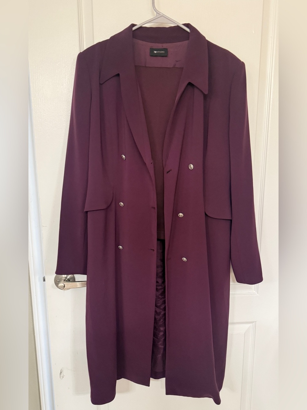 Double-Breasted Trench Coat in Plum 2 pieces (blazer and pants)